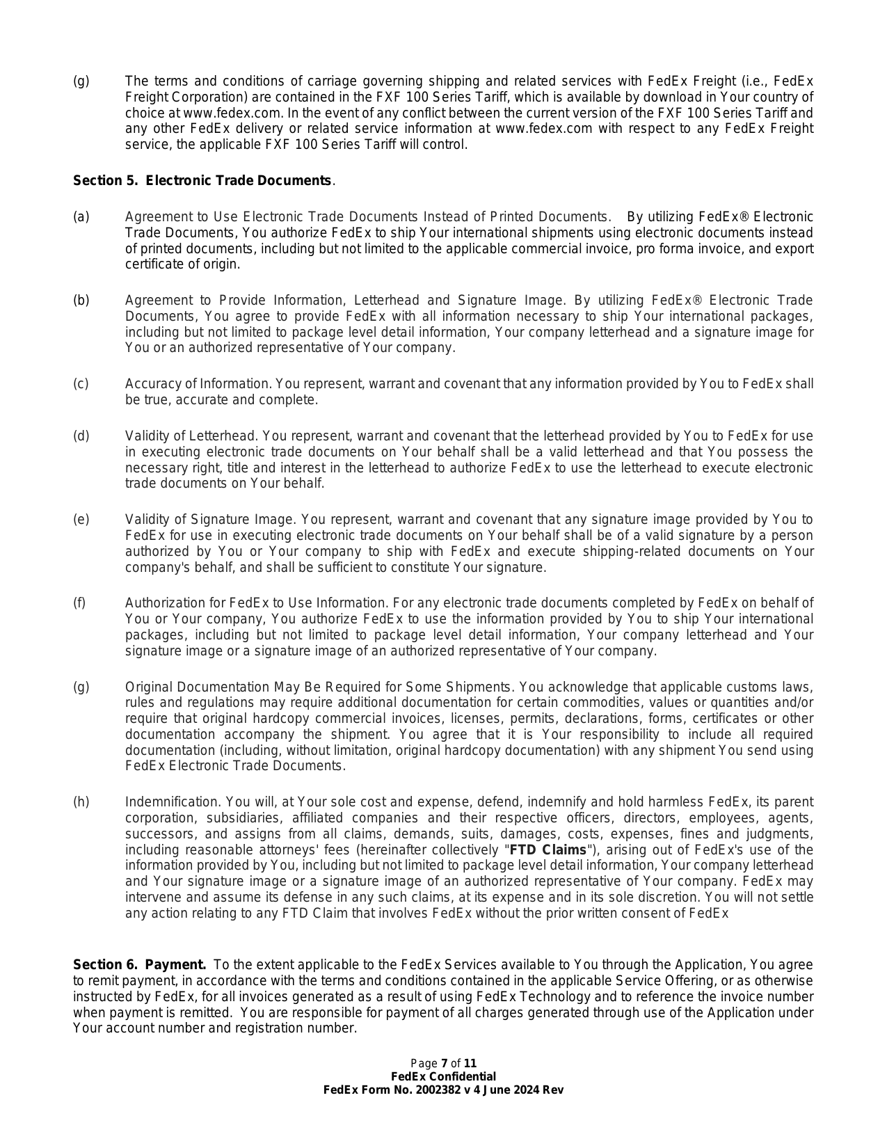 FedEx End User License Agreement (3rd Party Hosted) — page 7 of 11